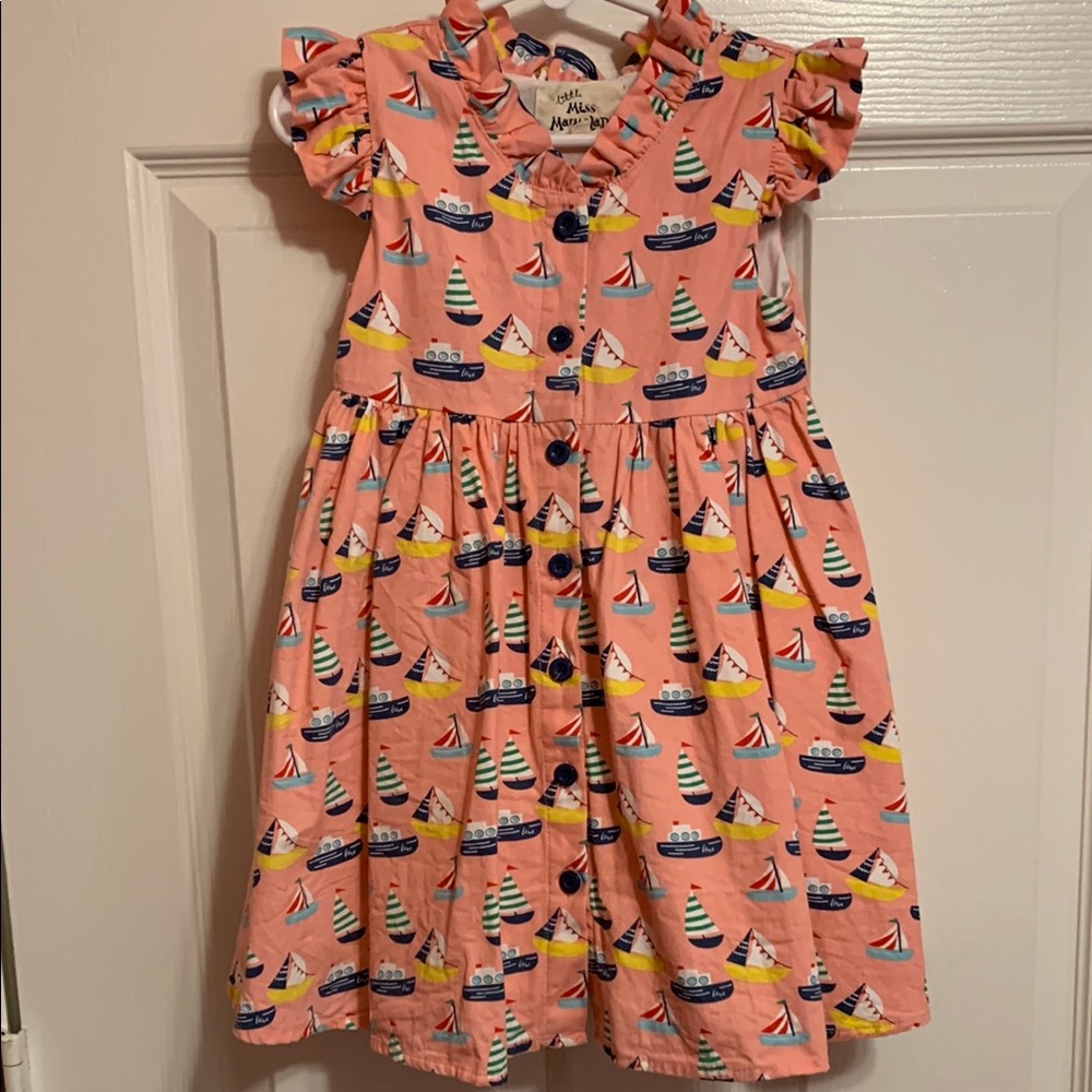 Little Miss Pink Nautical Print Dress